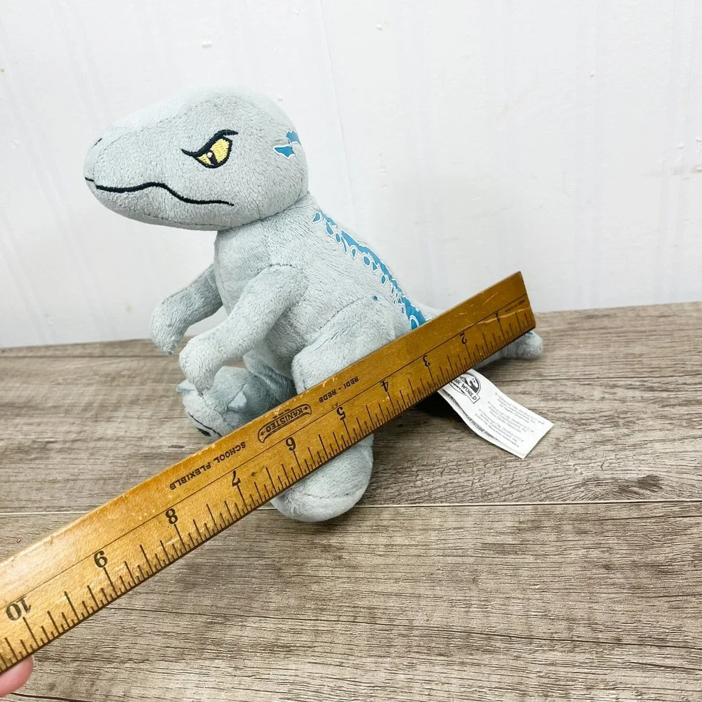 Jurassic World Blue Velociraptor Plush Grey Blue Stripe Dinosaur Toy 7 Inch